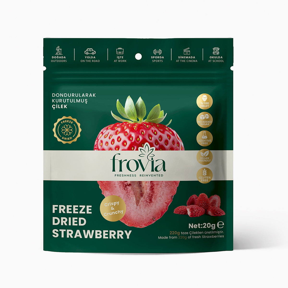 Freeze-Dried(Dondurularak Kurutulmuş) Çilek 20 g